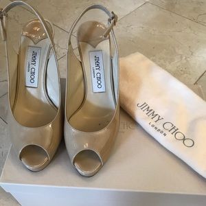 Jimmy Choo Nova nude patent sandals size 35